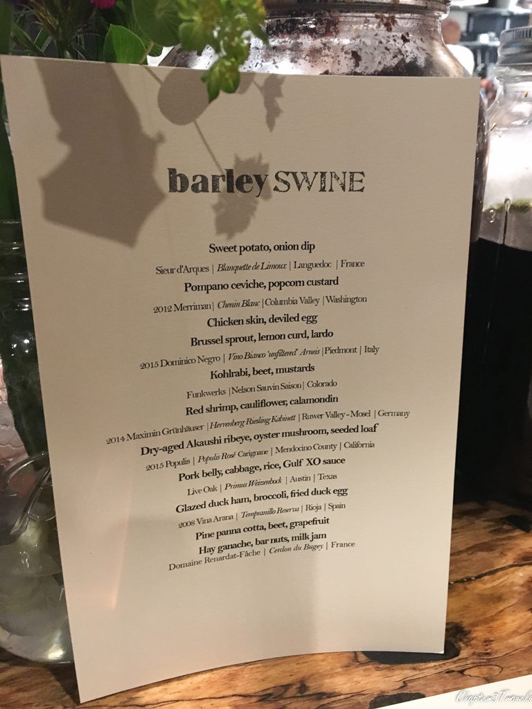 Tasting menu at Barley Swine