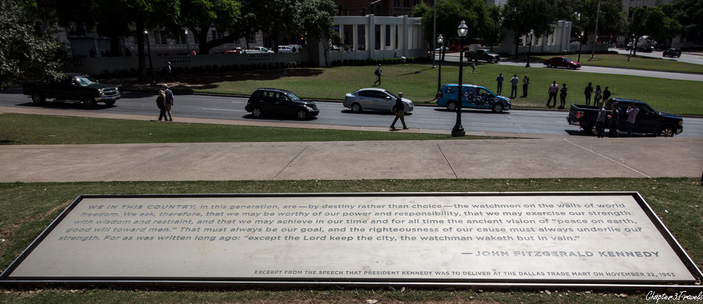 Plaque containing quote from JFK's speech.