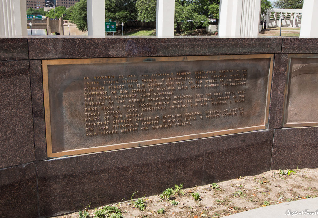 A plaque commemorating the assassination of John F. Kennedy