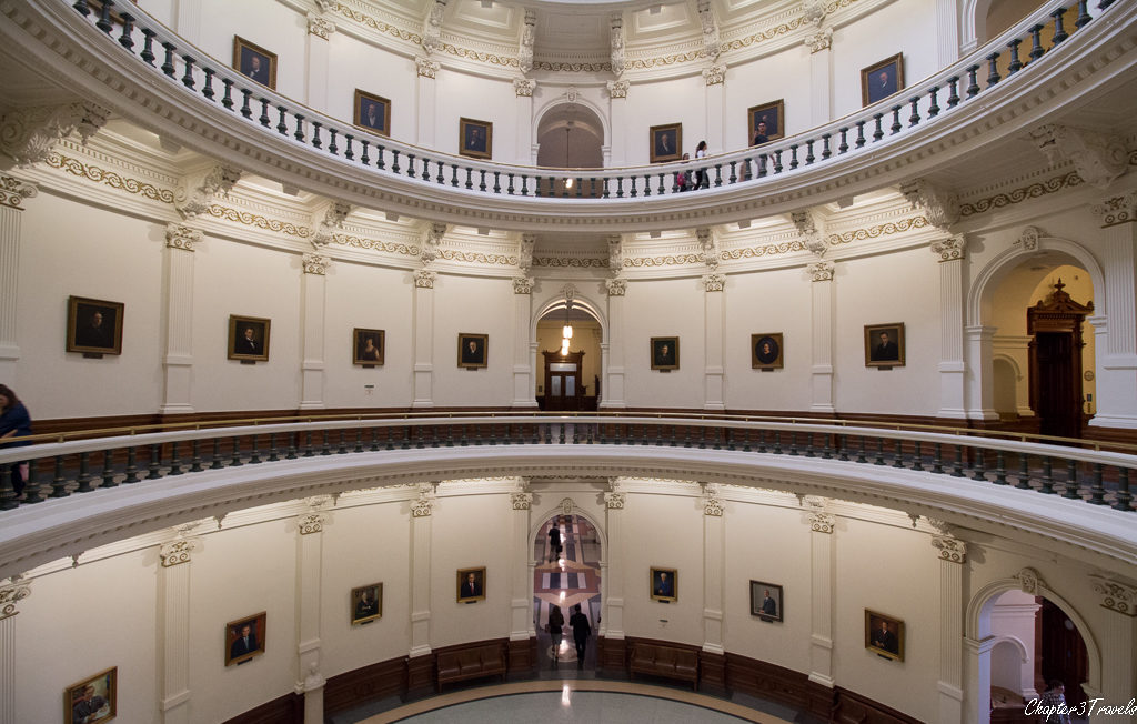 Photo of first, second, and third floor balconies of the rotunda.