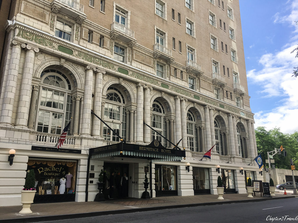 The facade of the Heritage Hotel in downtown Nashville