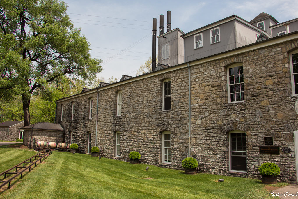 The back of the distillery building at Woodford Reserve.