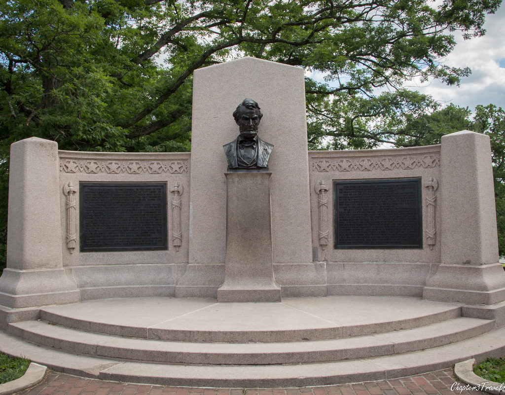 Monument to Abraham Lincoln at Soldiers National Cemetery in Gettysburg, Pennsylvania