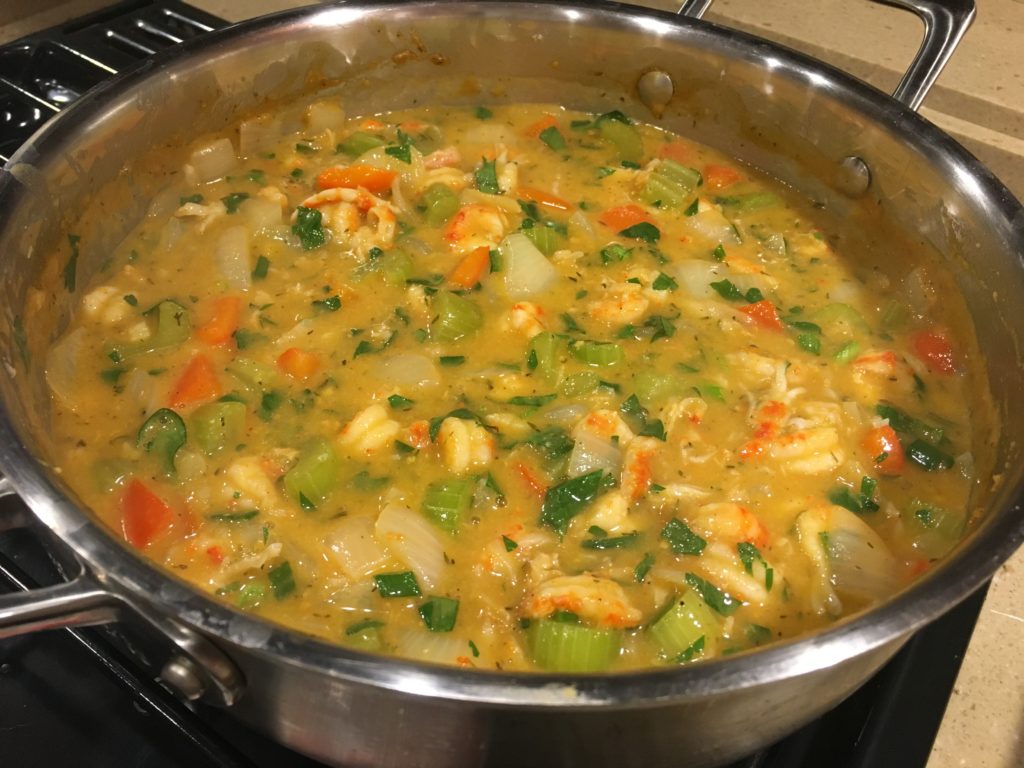 A pan of crawfish etouffee