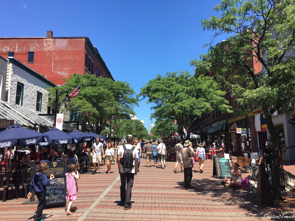 The downtown pedestrian mall in Burlington, Vermont