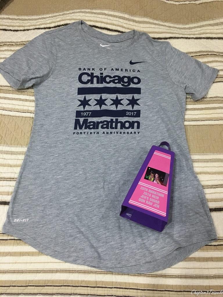 Chicago marathon T-Shirt and cowbell