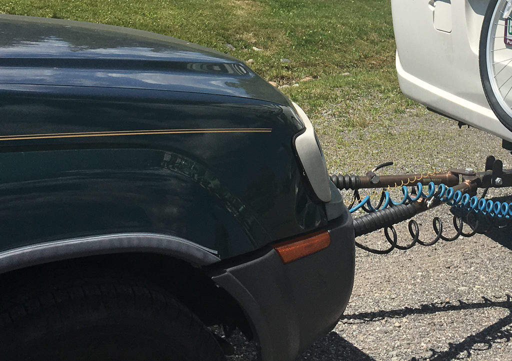 Dent on front, right side of Nissan Xterra