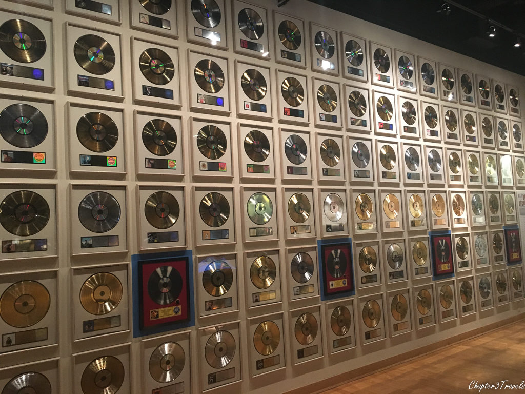 Wall of gold records at the Country Music Hall of Fame