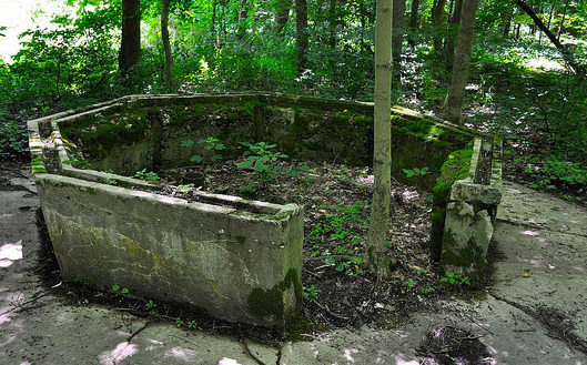 The foundation of a small building from the Rose Island Amusement Park, Charlestown, Indiana