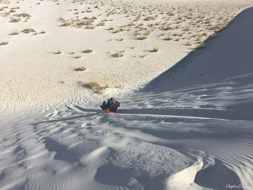 Sledding at White Sands National Monument