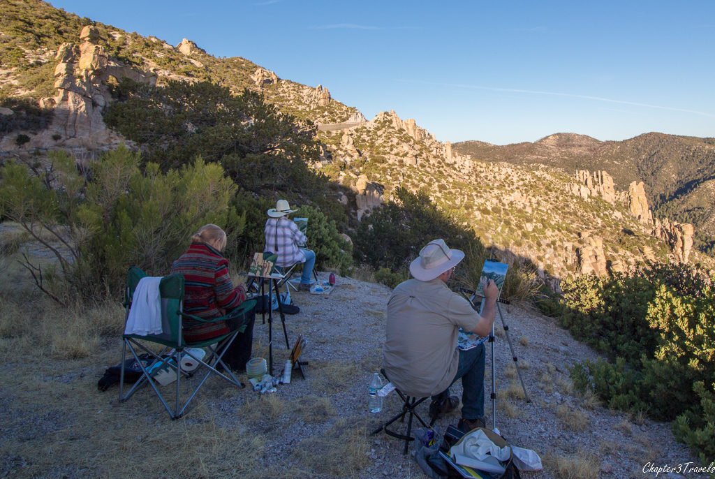 Painters painting the views from Mount Lemmon in Tucson, Arizona