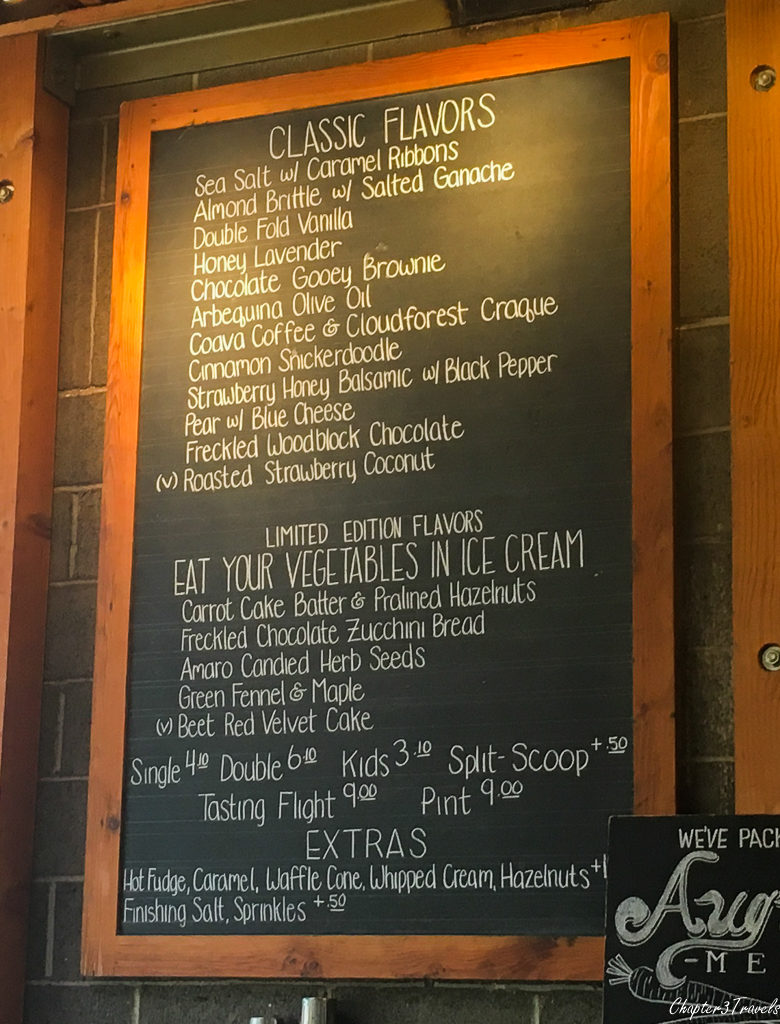 The menu at Salt and Straw in Portland, Oregon