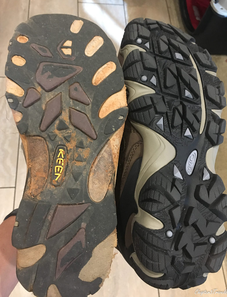 Comparison of tread on old boots and new boots