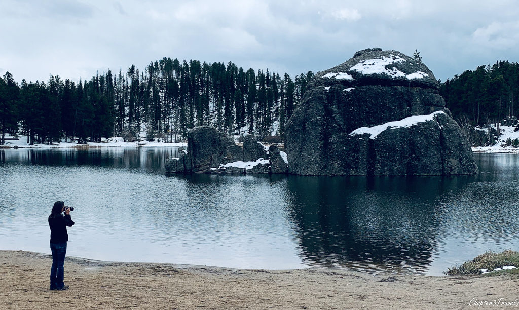 Picture of me taking photos at Sylvan Lake