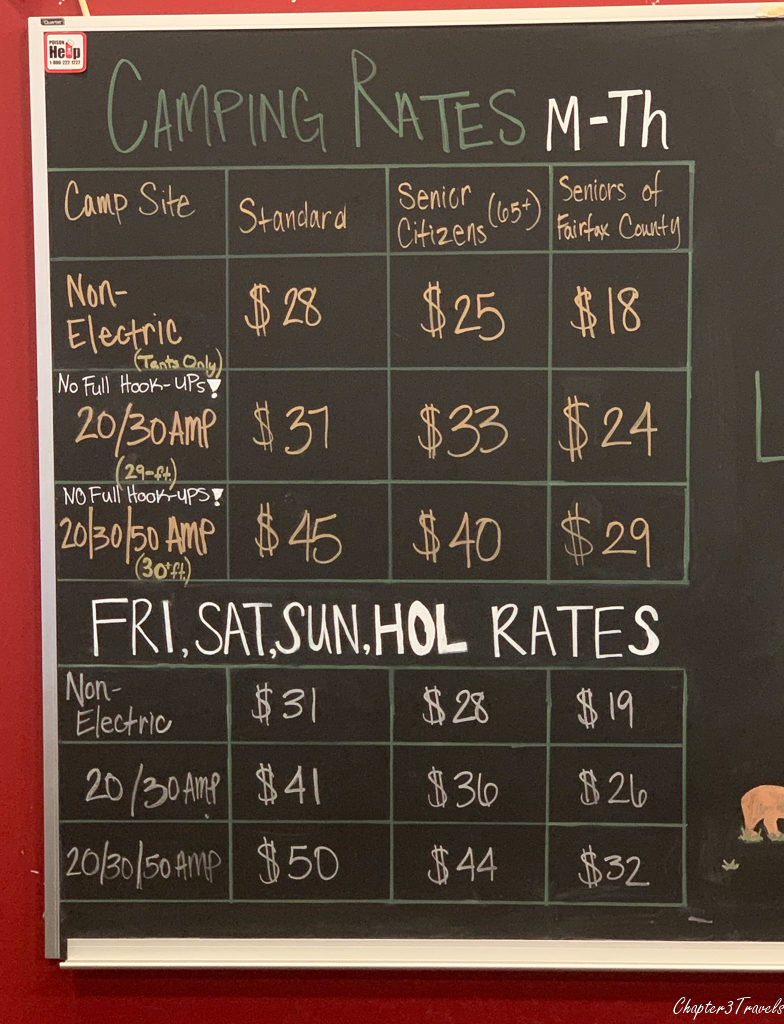 Lake Fairfax Campground price list