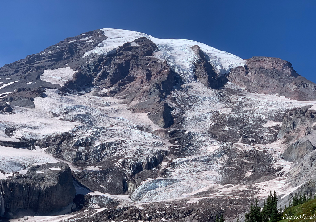Close up of Mount Rainier's glaciated surface