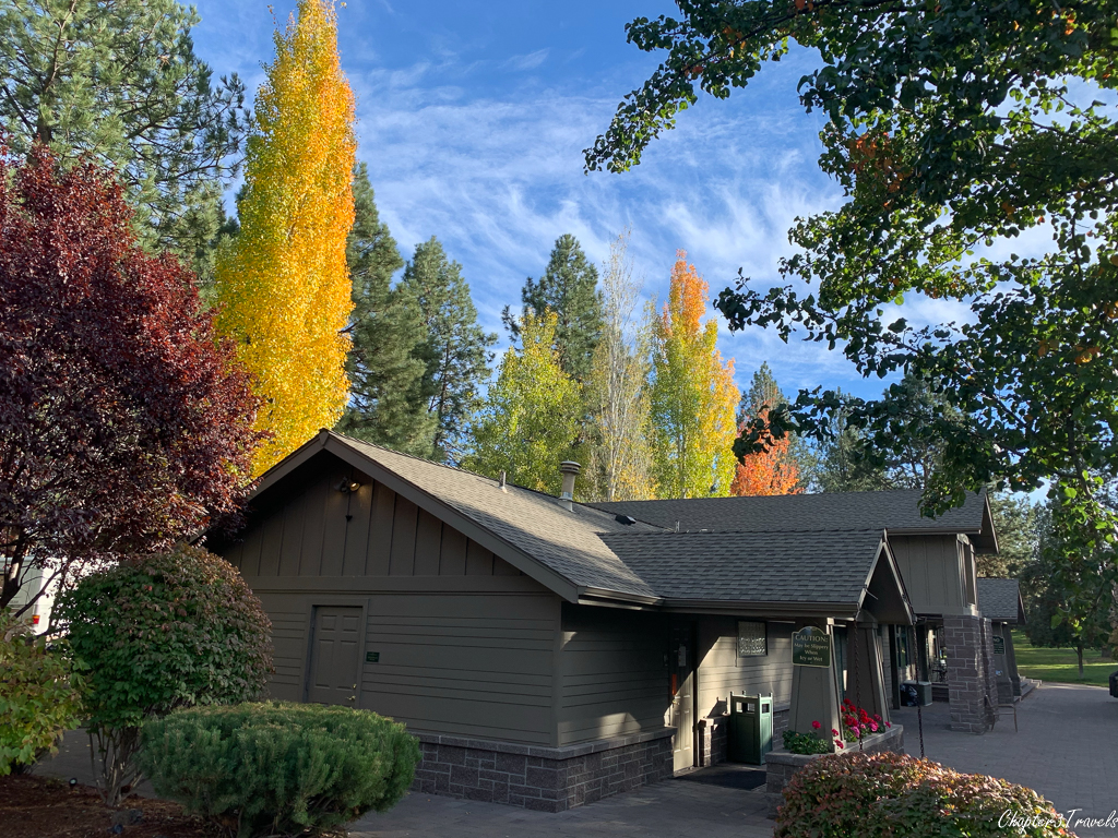 Community building at Crown Villa RV Resort in Bend, Oregon