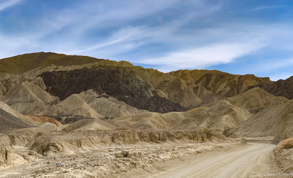 Multi-colored mountains along Twenty Mule Team Canyon Road